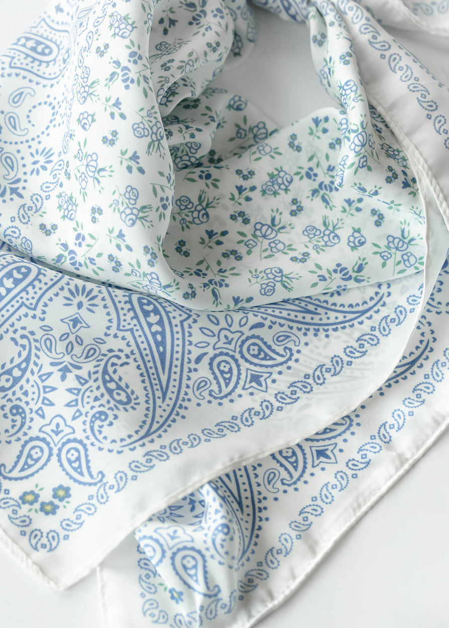 Blue Paisley Floral Bandana Accessory