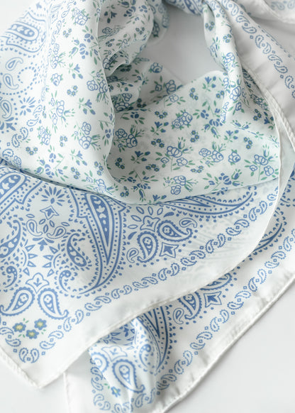 Blue Paisley Floral Bandana Accessory