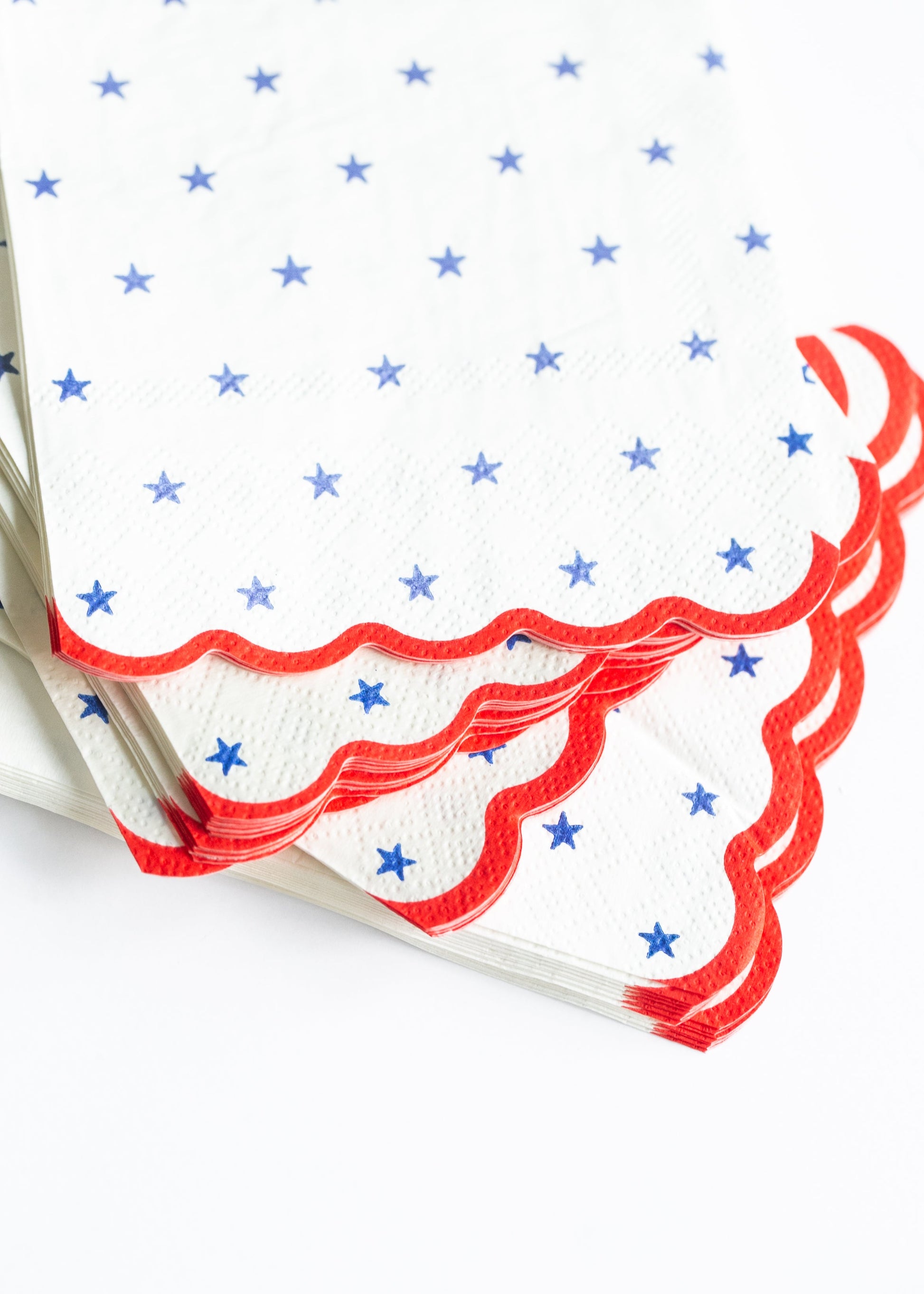 Blue Stars Scallop Guest Napkin 24ct FF Home + Lifestyle