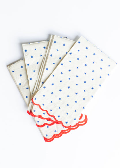 Blue Stars Scallop Guest Napkin 24ct FF Home + Lifestyle
