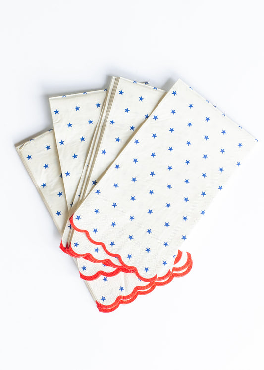 Blue Stars Scallop Guest Napkin 24ct FF Home + Lifestyle