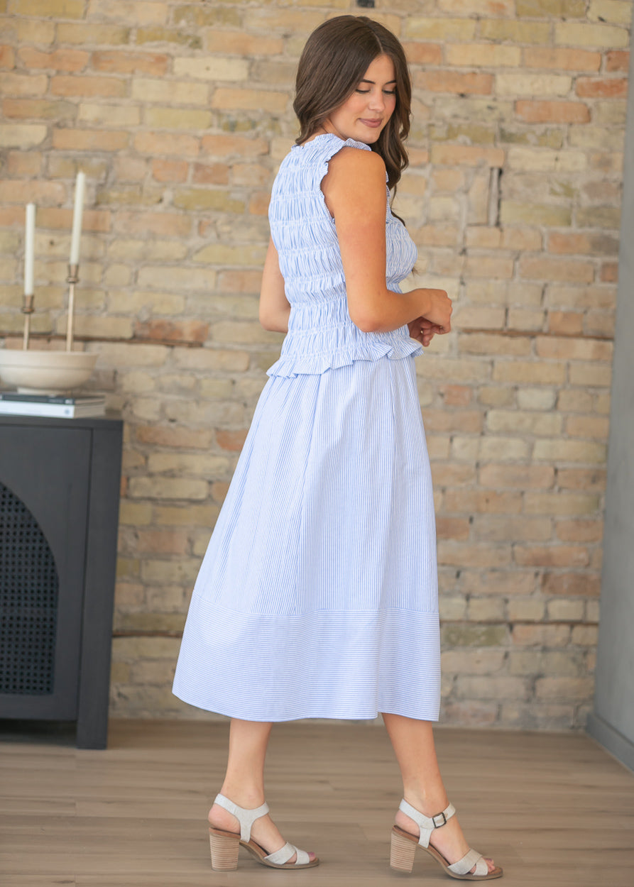 Blue Stripe Top & Skirt Set FF Tops