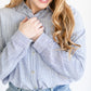 Blue Striped Button Up Top FF Tops