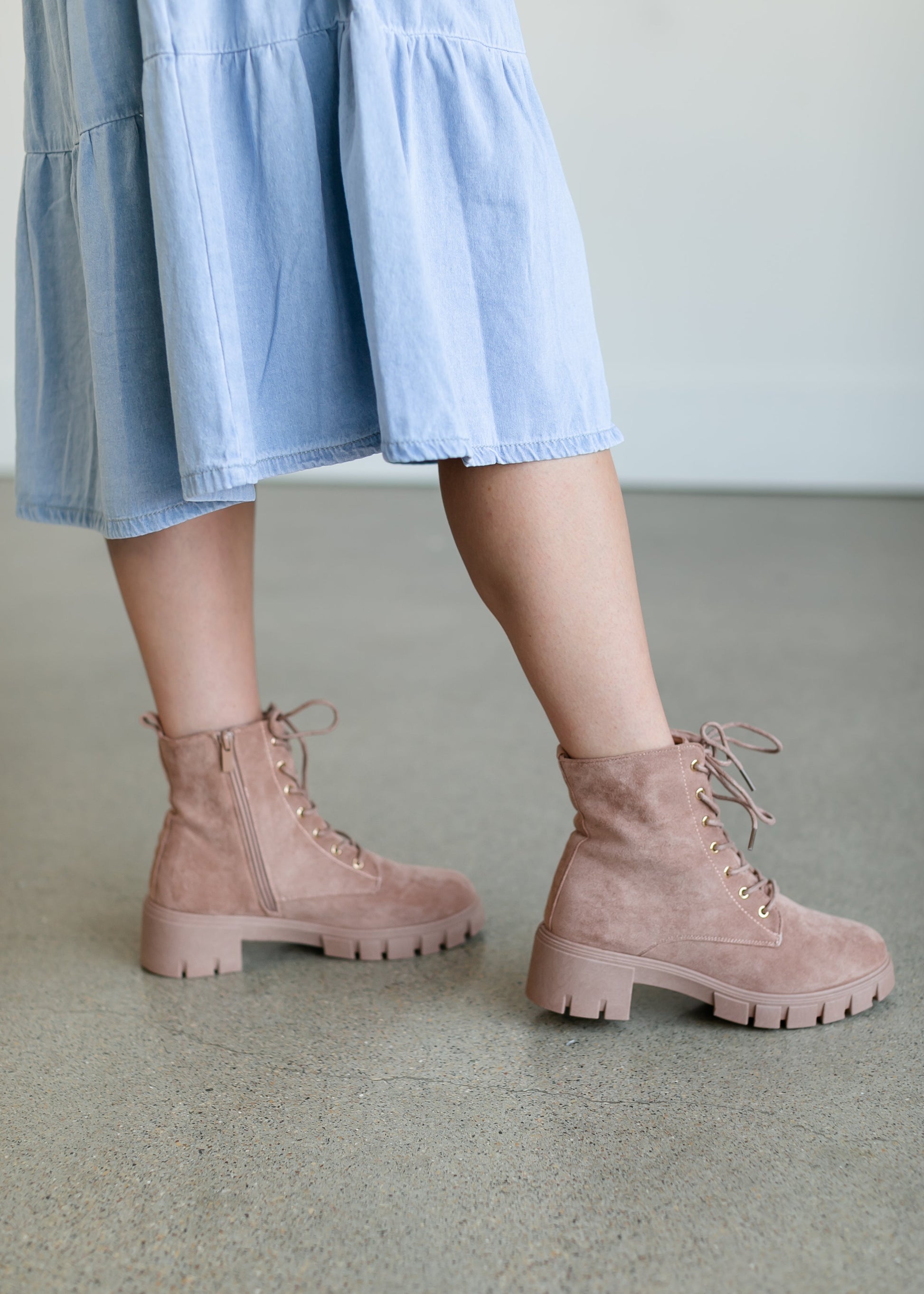 Blush Lace-up Combat Boots Shoes