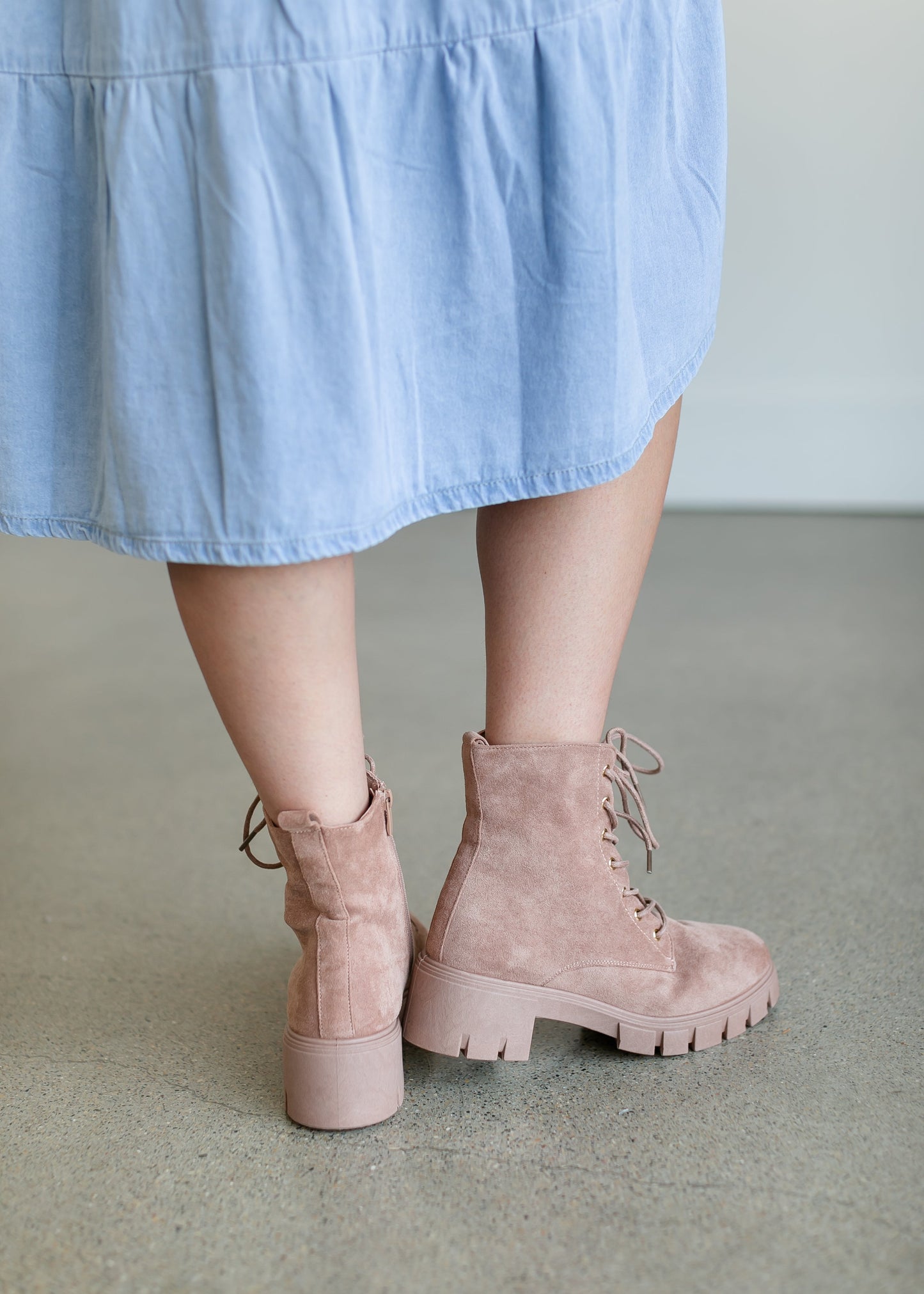 Blush Lace-up Combat Boots Shoes