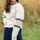 Boat Neck Crochet Lace Sleeve Sweatshirt - FINAL SALE FF Tops