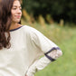 Boat Neck Crochet Lace Sleeve Sweatshirt - FINAL SALE FF Tops