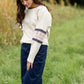 Boat Neck Crochet Lace Sleeve Sweatshirt - FINAL SALE FF Tops