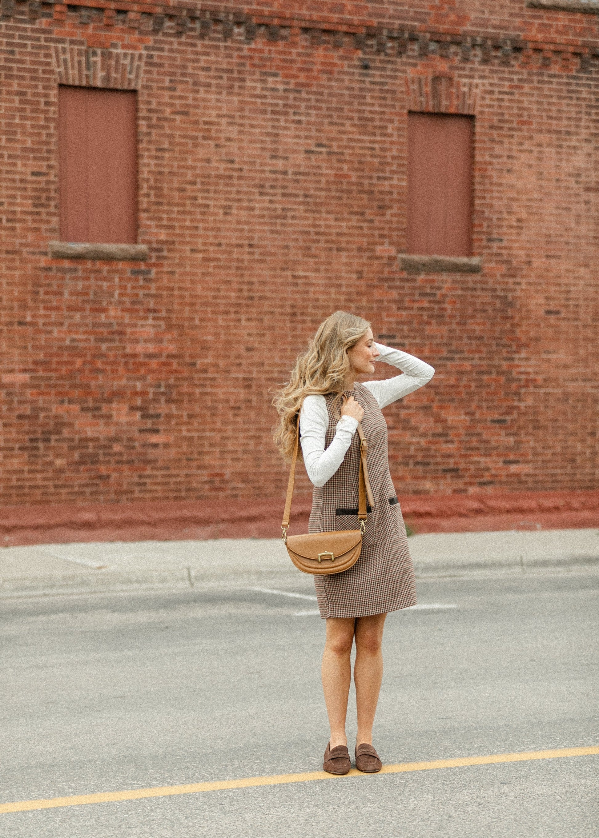 Boat Neck Sleeveless Houndstooth Midi Dress FF Dresses