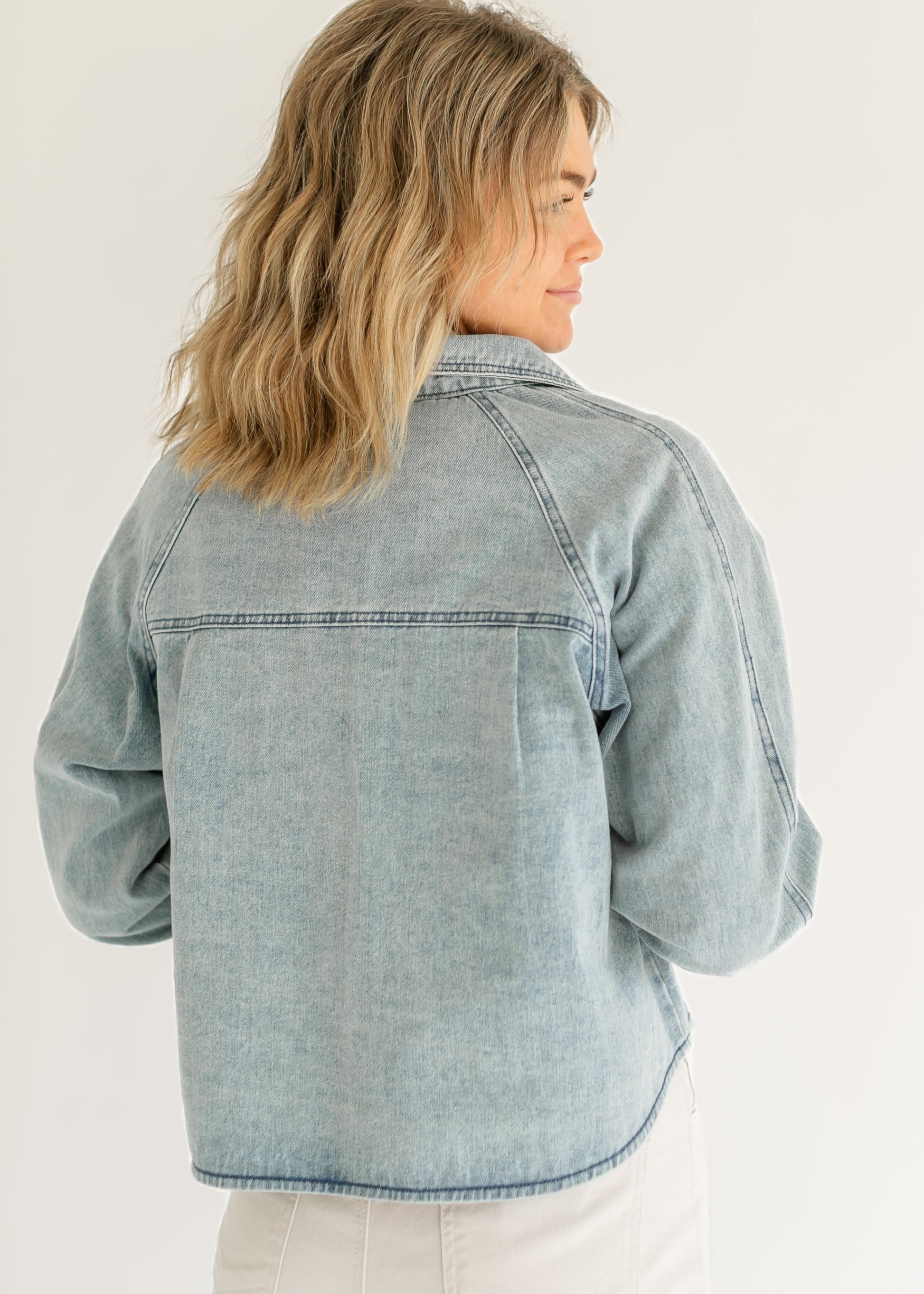 Bobbi High Low Denim Utility Jacket FF Tops