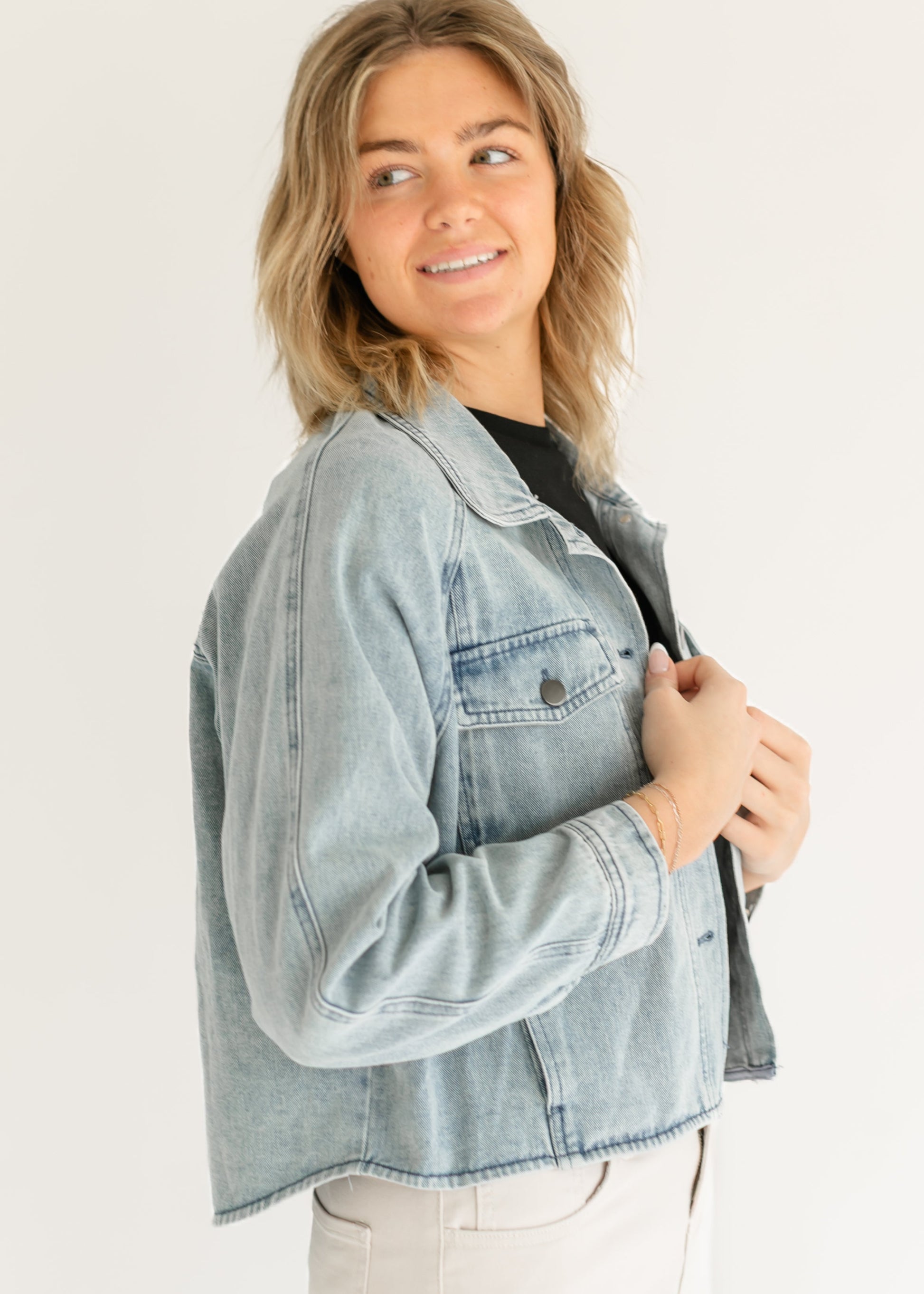 Bobbi High Low Denim Utility Jacket FF Tops