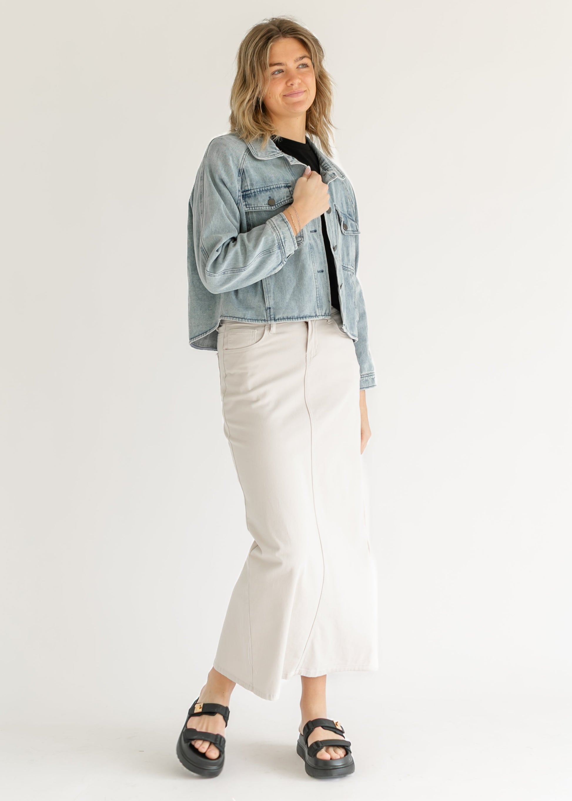 Bobbi High Low Denim Utility Jacket FF Tops