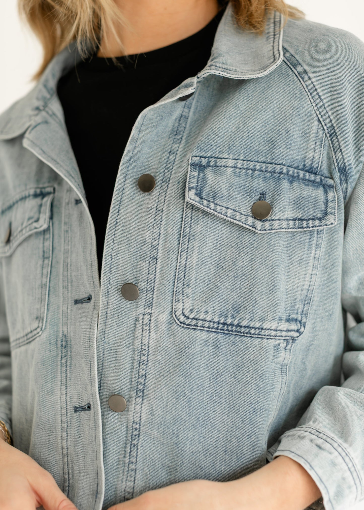 Bobbi High Low Denim Utility Jacket FF Tops