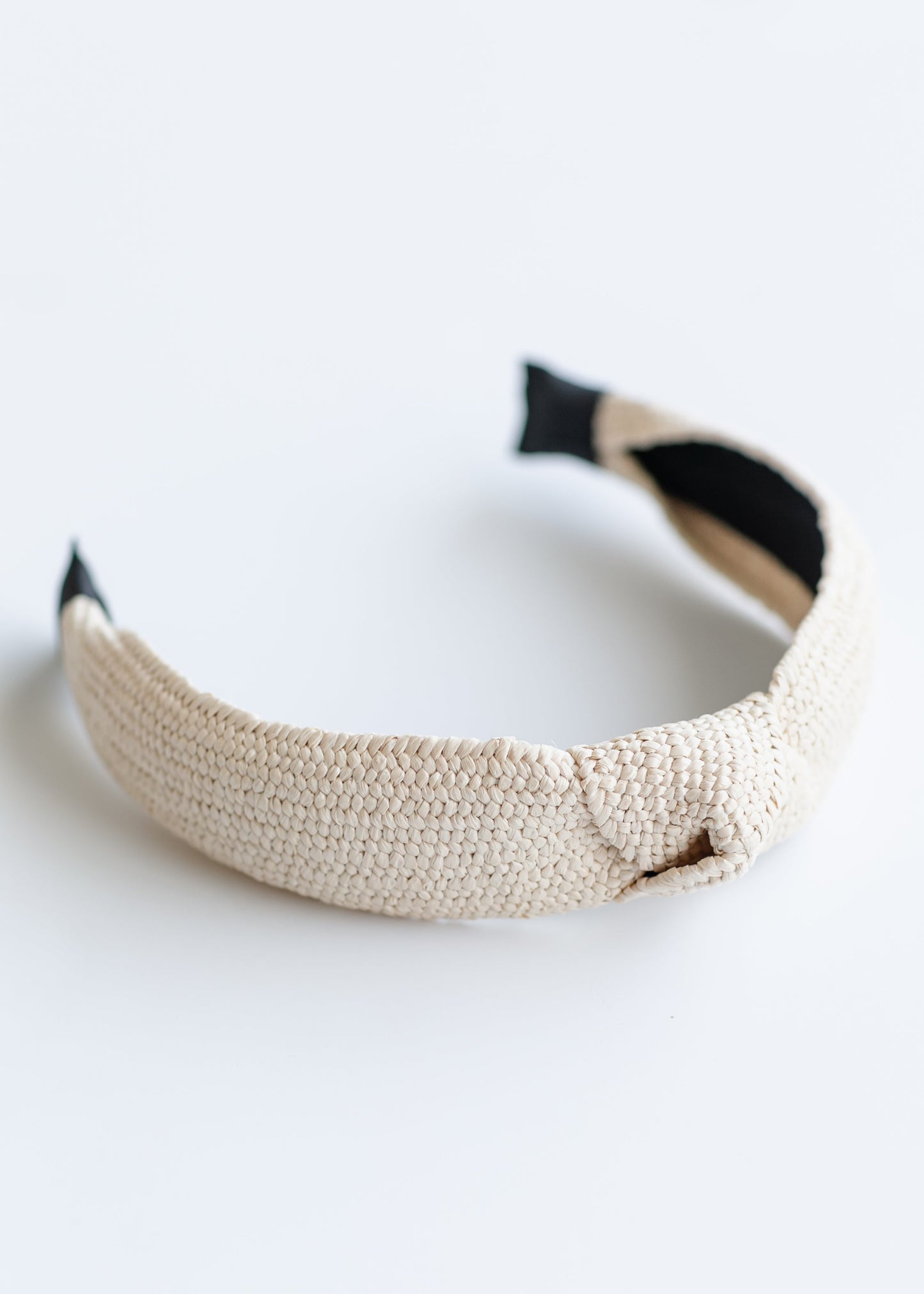 Boho Straw Rattan Knotted Headband Accessories Ivory