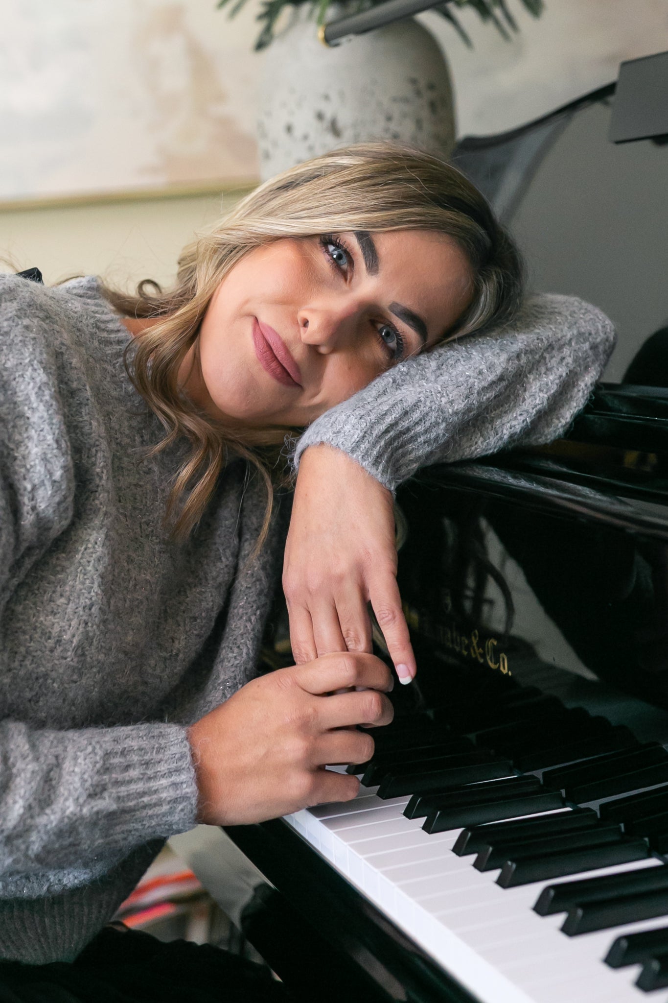 Bow Back Lurex Fuzzy Sweater FF Tops