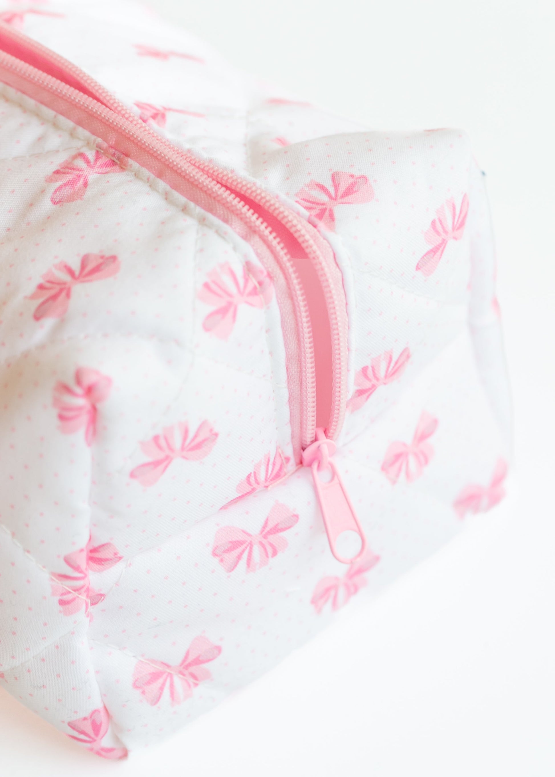 Bow Knot Quilted Zipper Makeup Bag Gifts