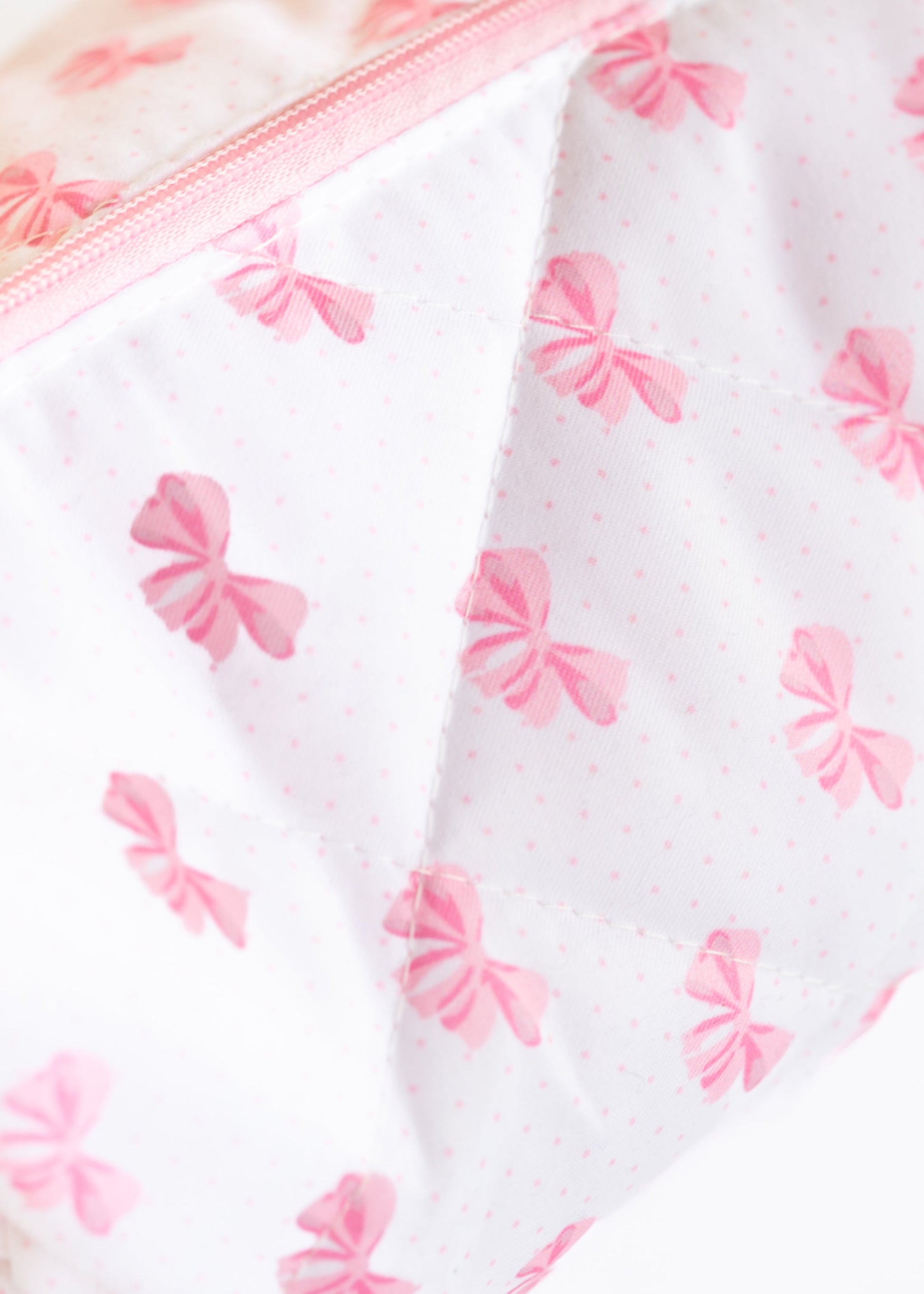 Bow Knot Quilted Zipper Makeup Bag Gifts