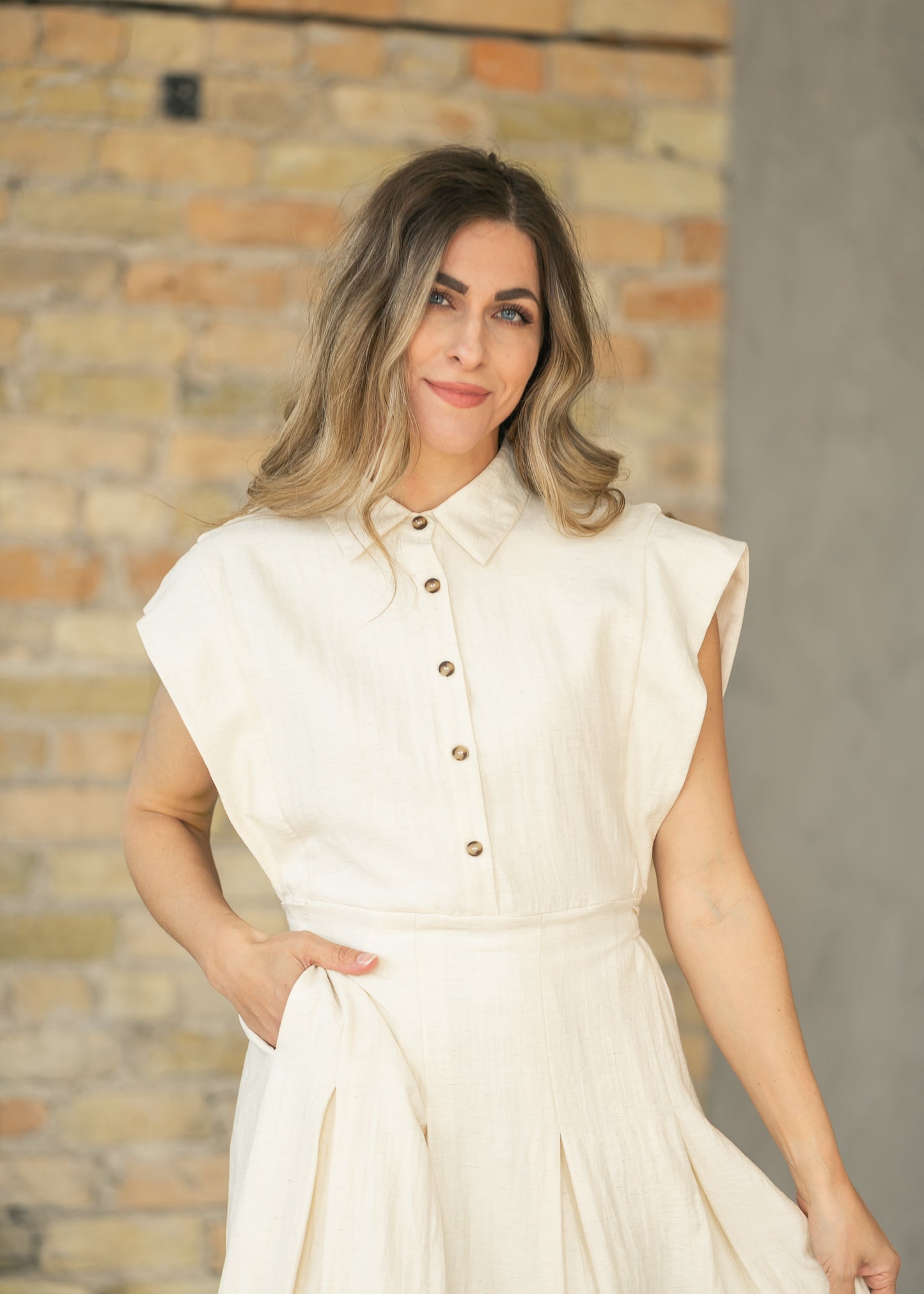 Box Pleat Collar Shirt Maxi Dress FF Dresses