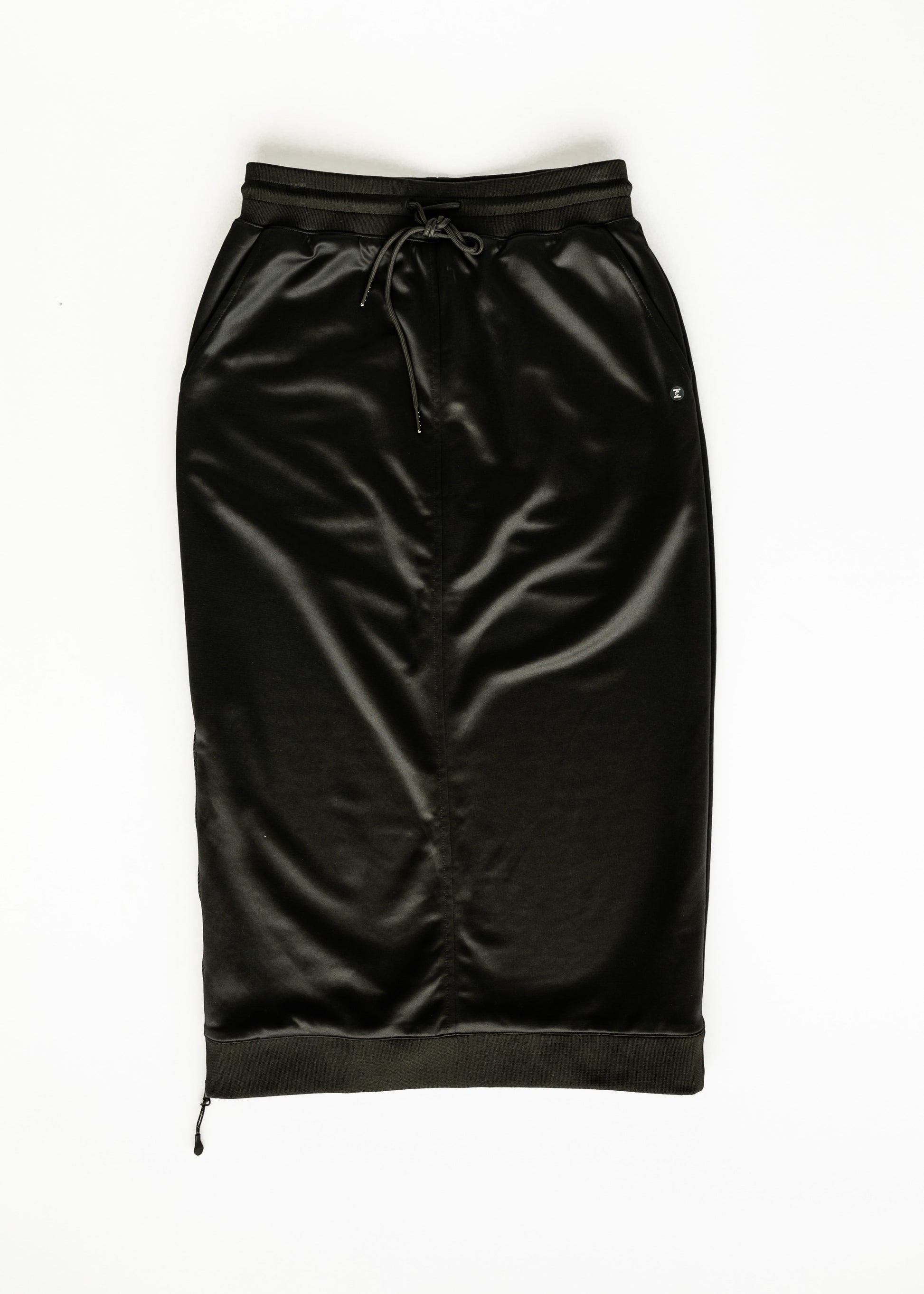 Diamond Quilted Jersey Front Zip Skirt In Black