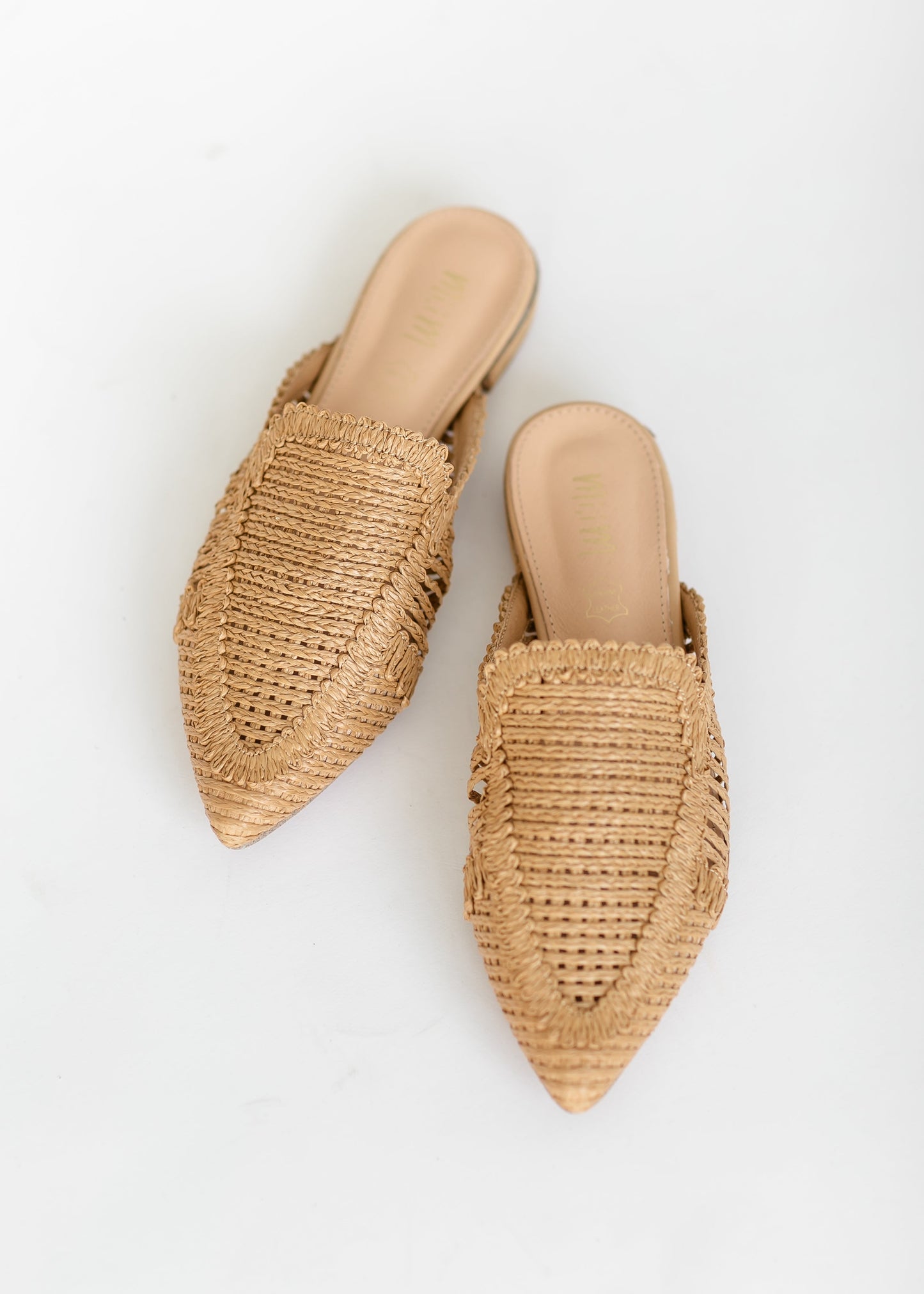 Braided Straw Pointed Toe Mule Shoes