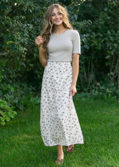 Braylyn Brown Floral Midi Skirt IC Skirts