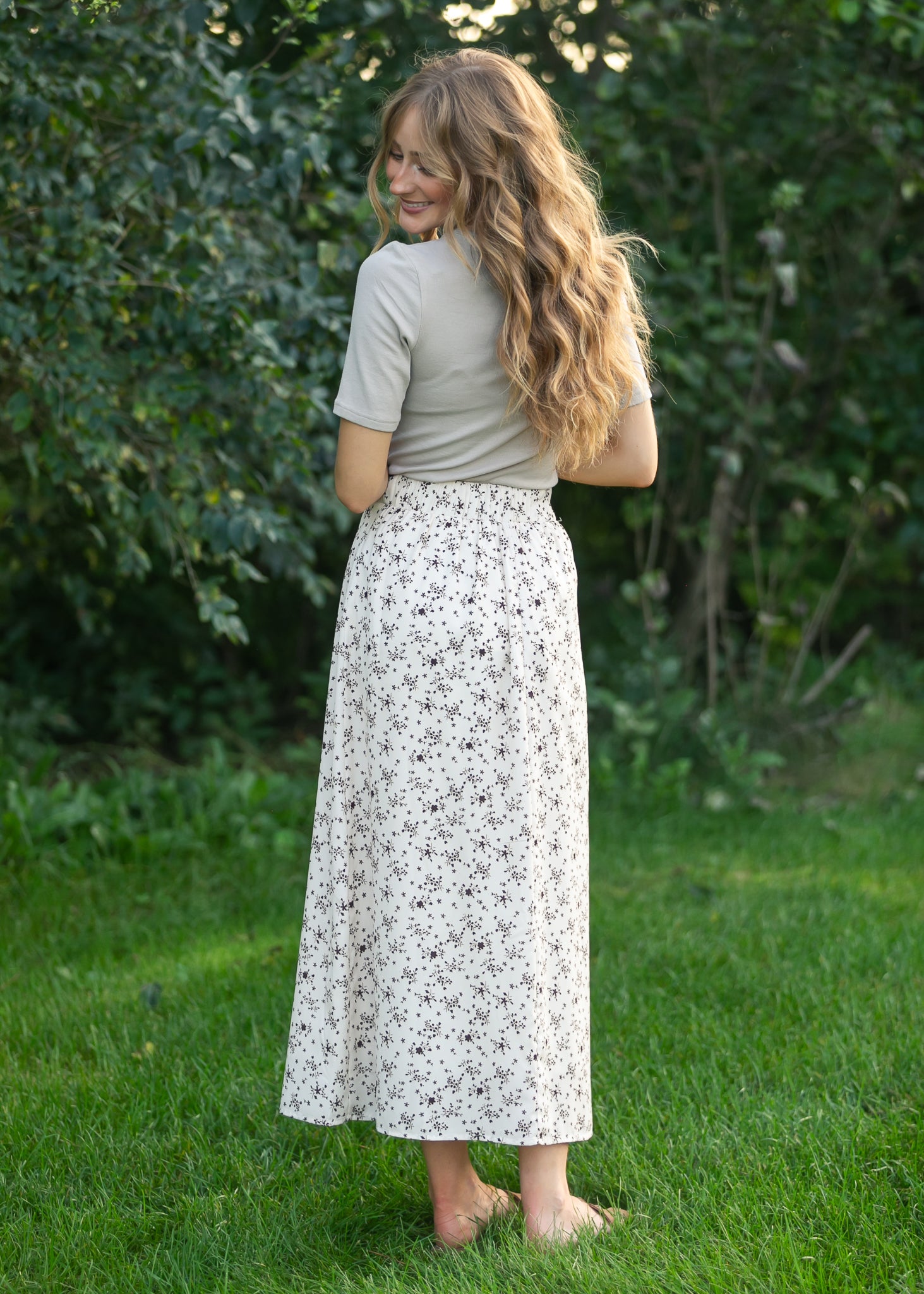 Braylyn Brown Floral Midi Skirt IC Skirts