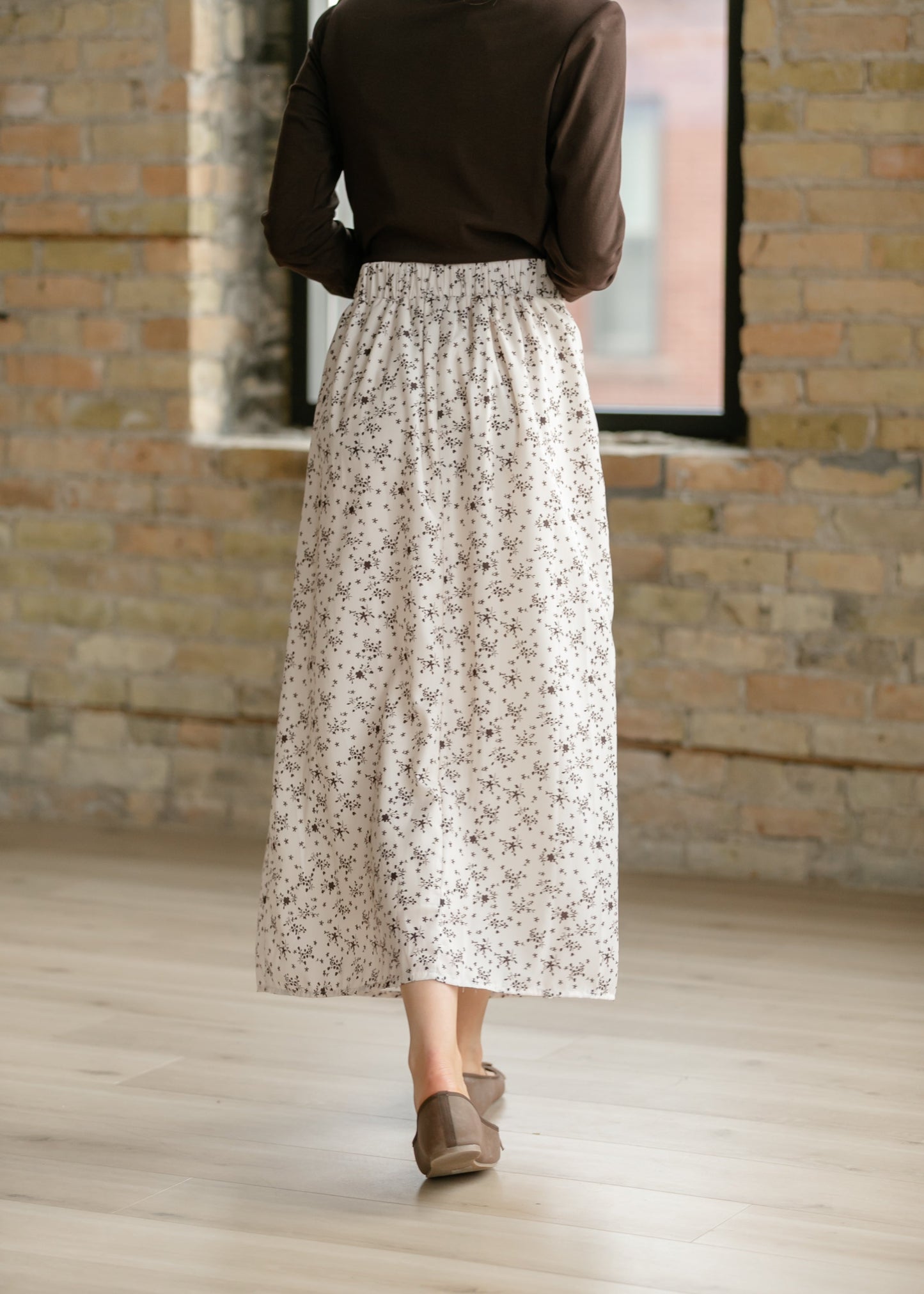Braylyn Brown Floral Midi Skirt IC Skirts