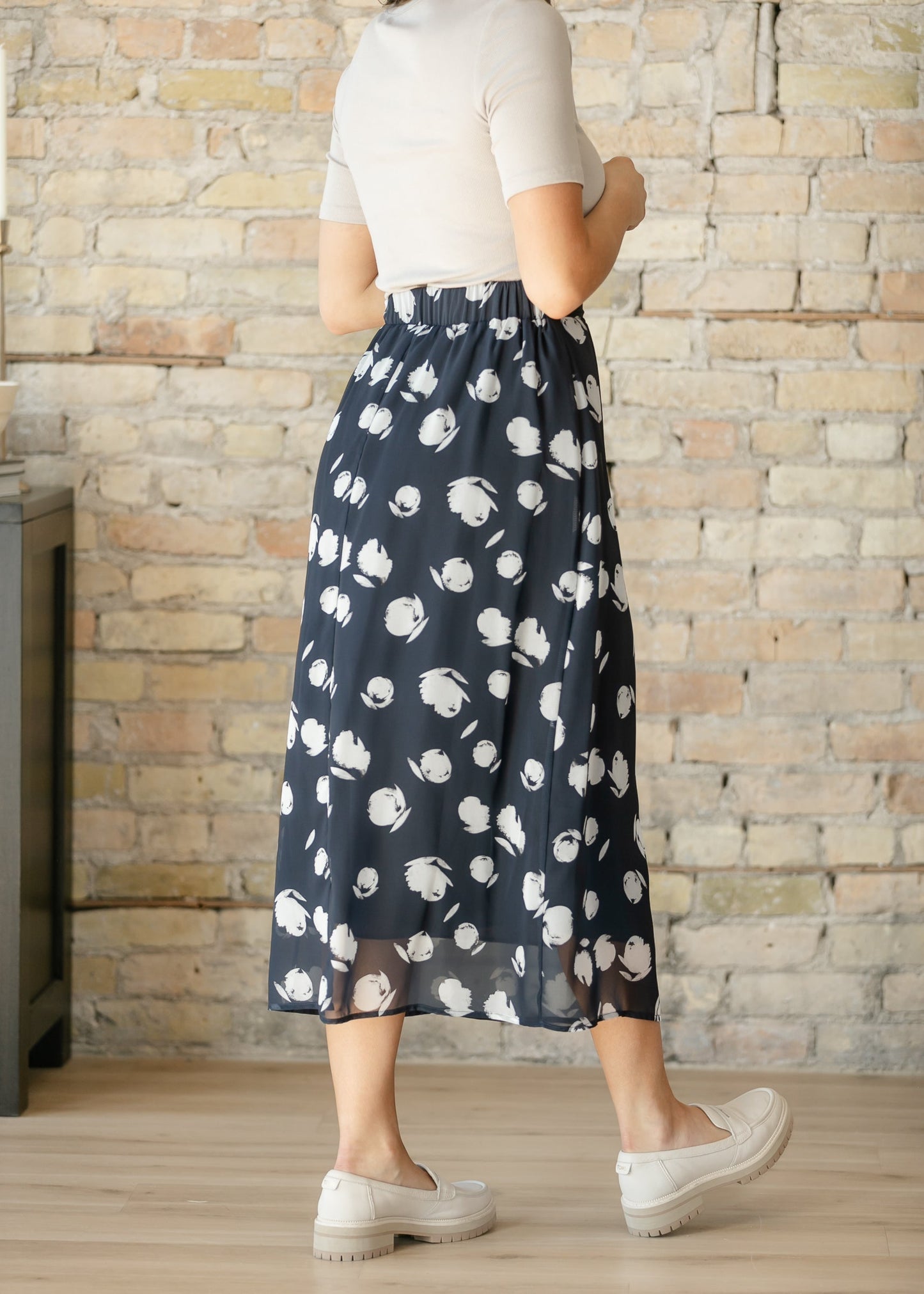 Braylyn Navy Floral Midi Skirt IC Skirts