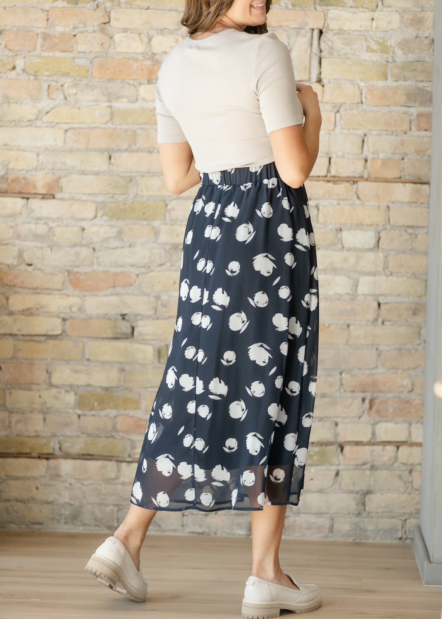 Braylyn Navy Floral Midi Skirt IC Skirts