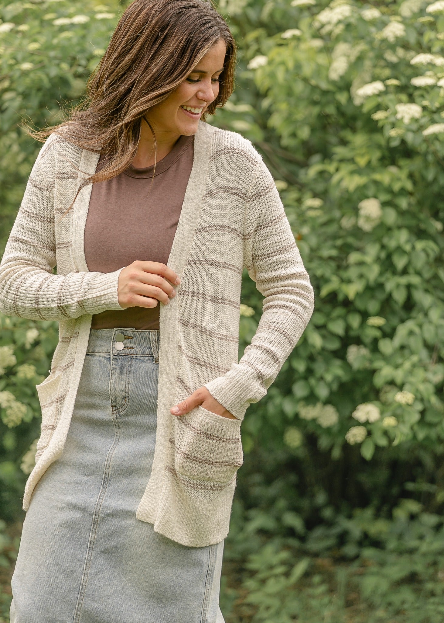 Breezy Knit Striped Cardigan FF Layering Essentials