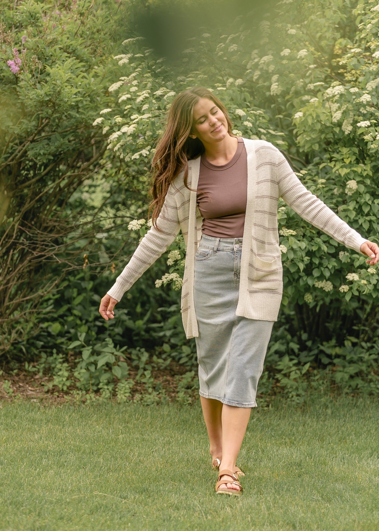 Breezy Knit Striped Cardigan FF Layering Essentials