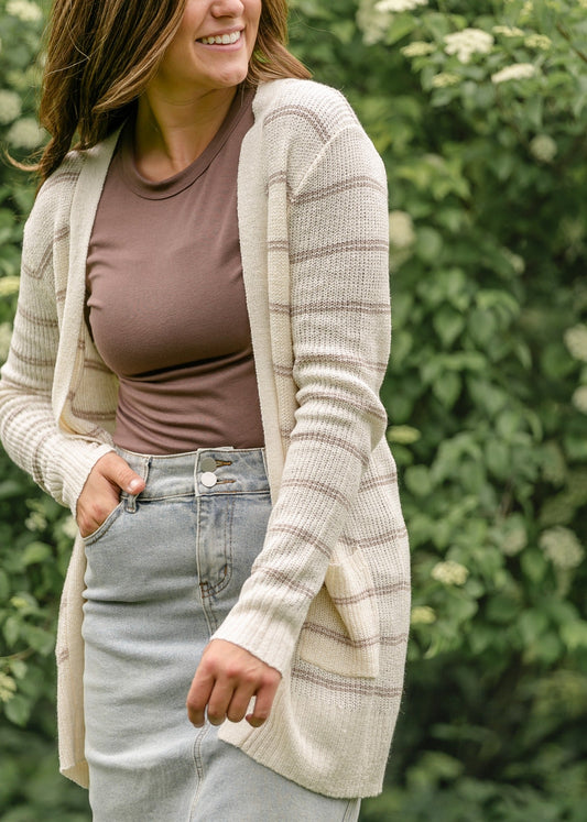 Breezy Knit Striped Cardigan FF Layering Essentials