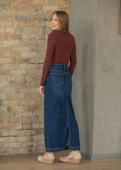 Bria Dark Wash Denim Maxi Skirt - FINAL SALE IC Skirts