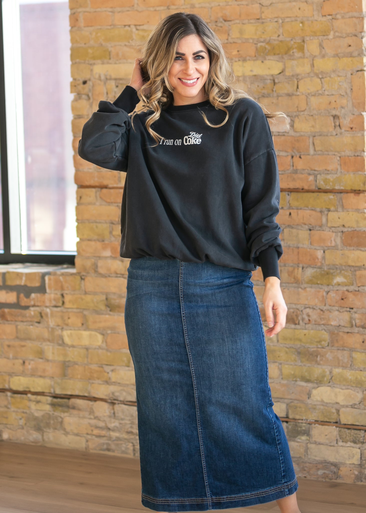 Bria Dark Wash Denim Maxi Skirt IC Skirts