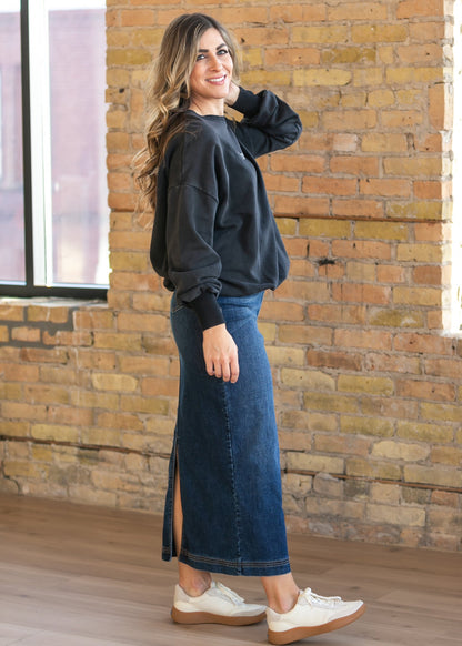 Bria Dark Wash Denim Maxi Skirt IC Skirts