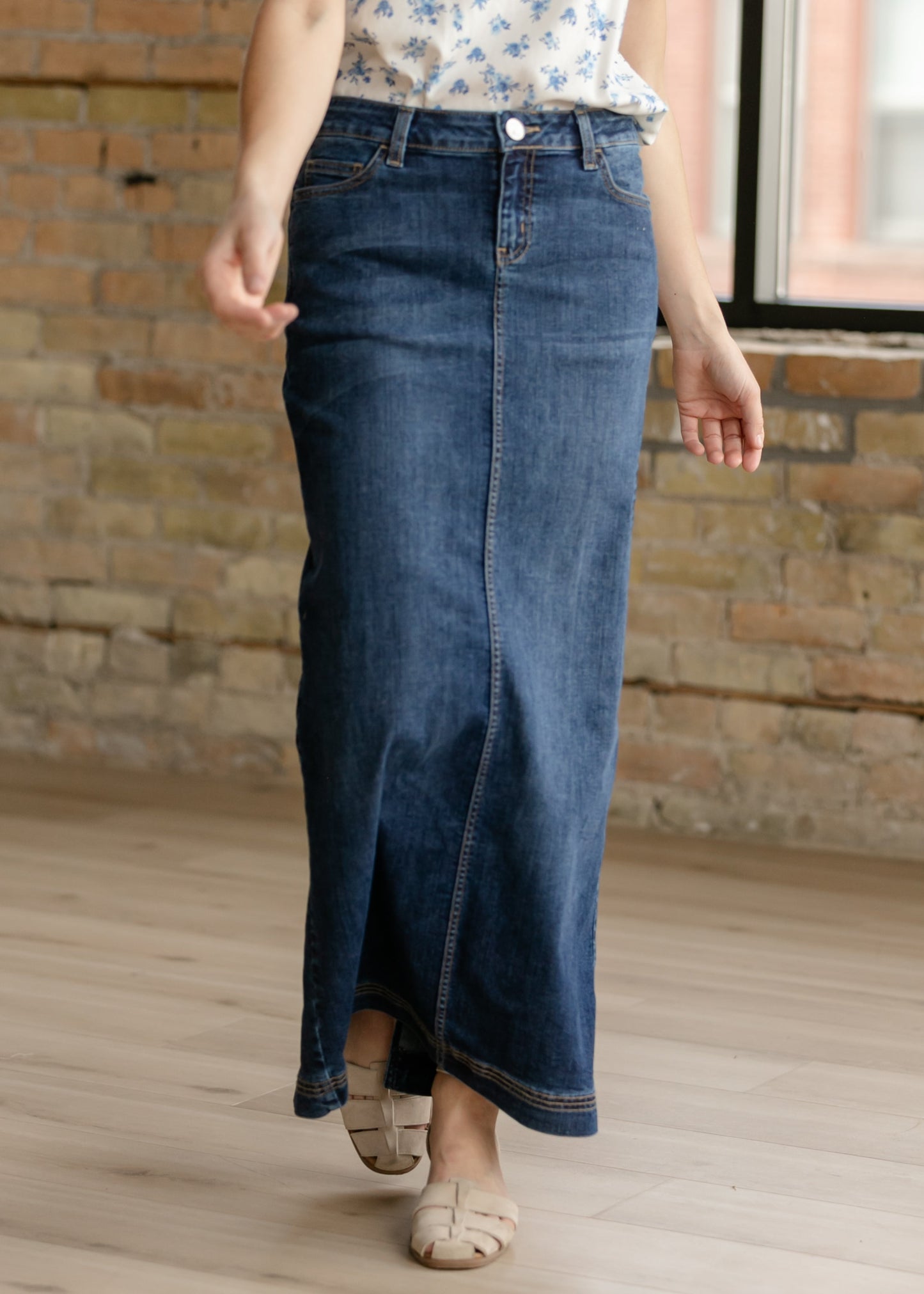Bria Dark Wash Denim Maxi Skirt IC Skirts