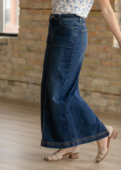 Bria Dark Wash Denim Maxi Skirt IC Skirts