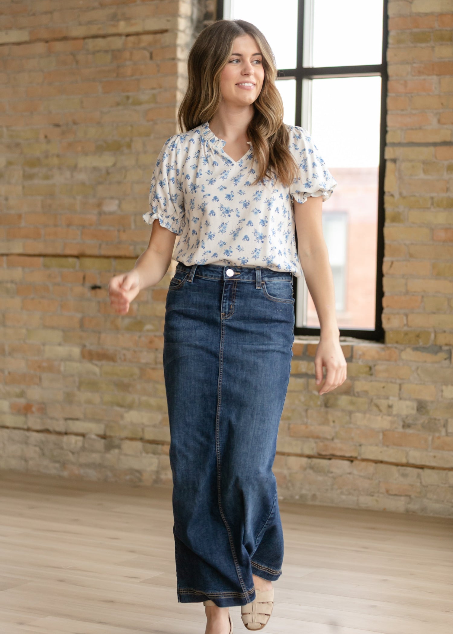 Bria Dark Wash Denim Maxi Skirt IC Skirts