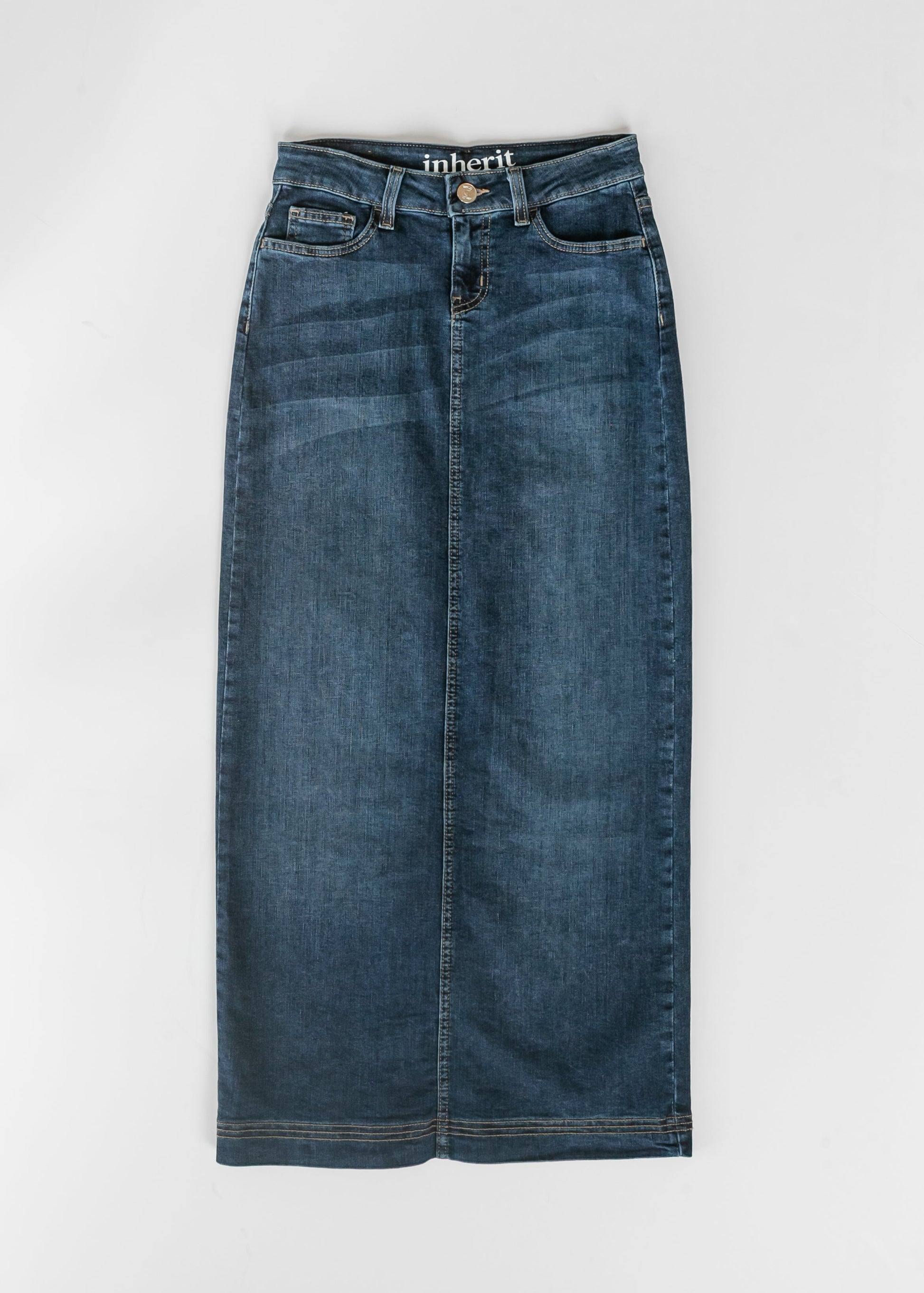 Bria Dark Wash Denim Maxi Skirt IC Skirts