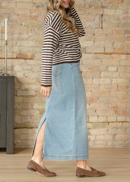 Bria Light Wash Denim Maxi Skirt IC Skirts
