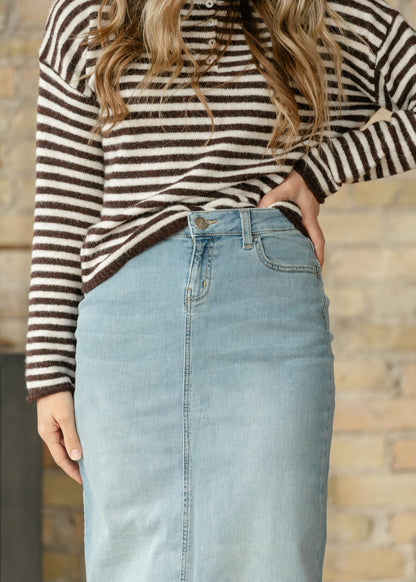 Bria Light Wash Denim Maxi Skirt IC Skirts