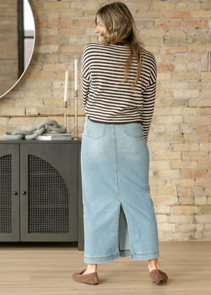 Bria Light Wash Denim Maxi Skirt IC Skirts