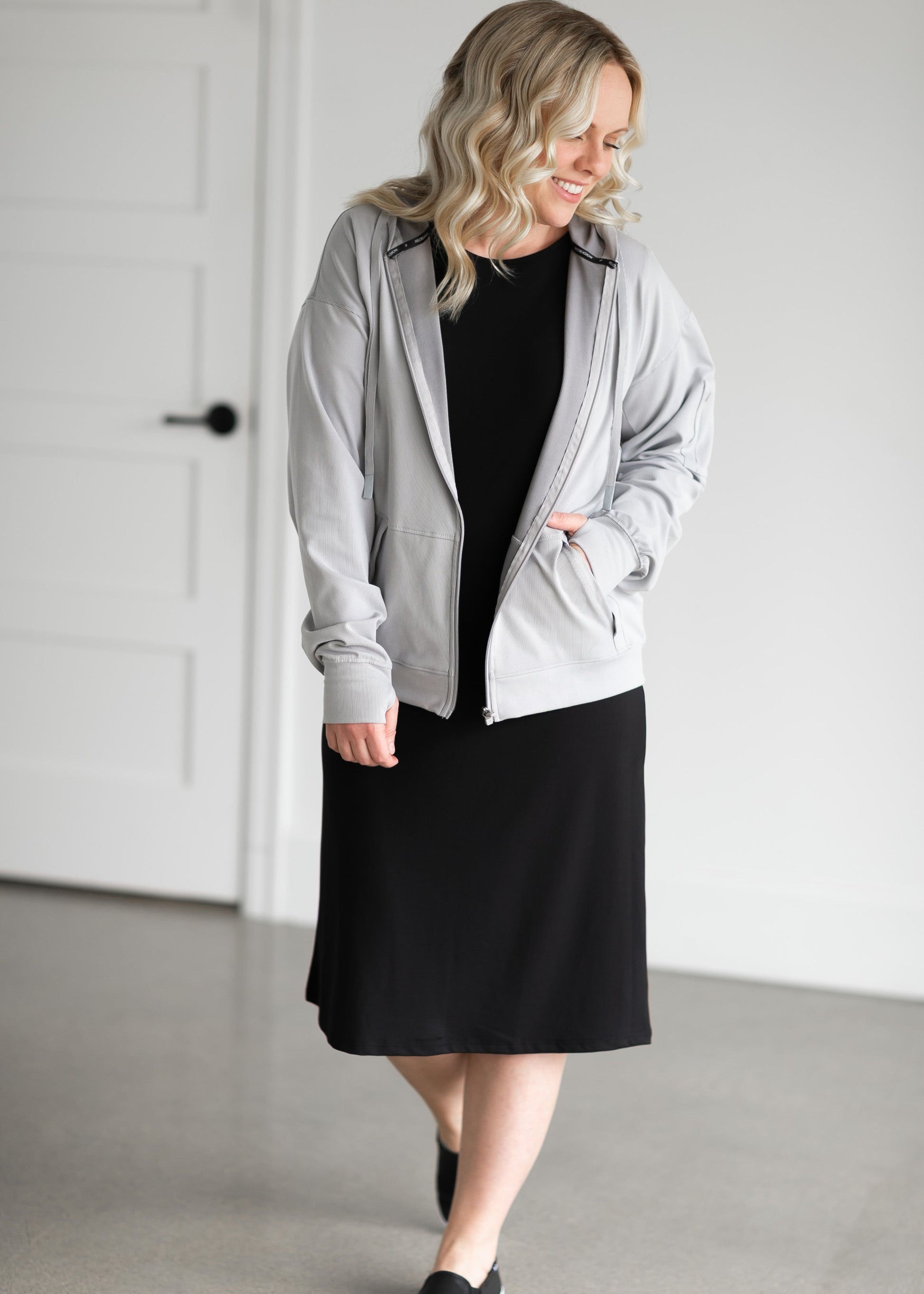 Brianne Active Ribbed Zip Up Hoodie Tops