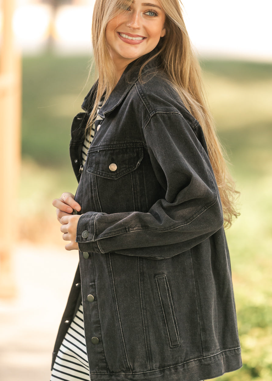 Brinx Black Oversized Denim Jacket IC Layering Essentials