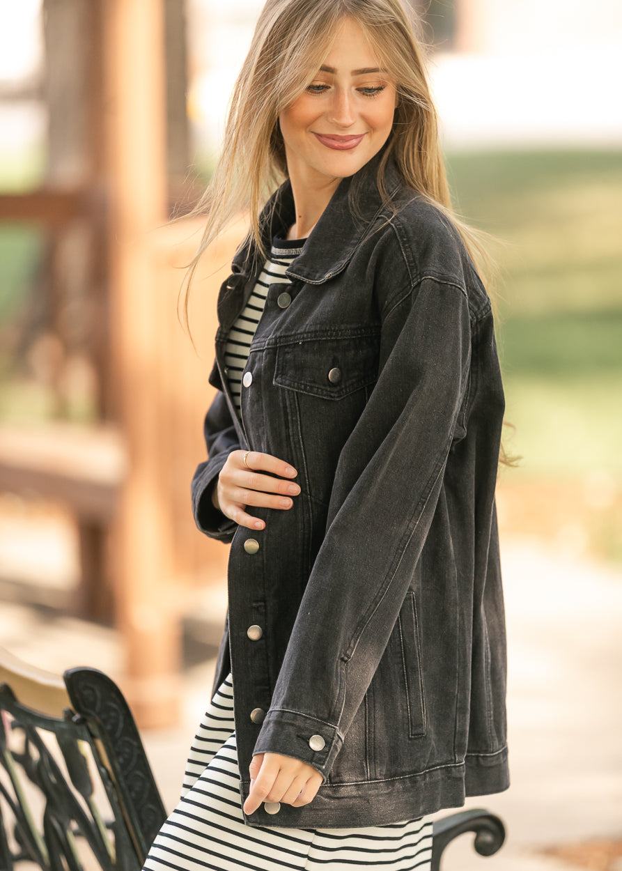 Brinx Black Oversized Denim Jacket IC Layering Essentials