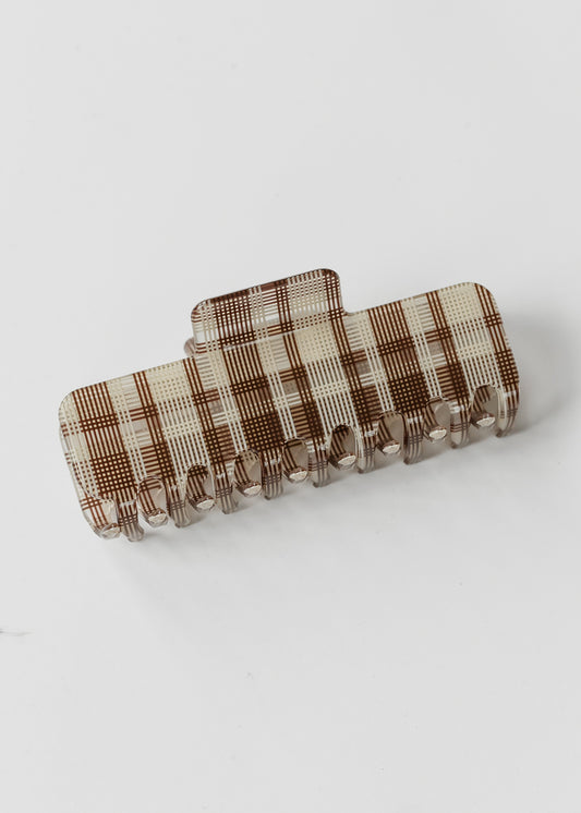 Brown Gingham Claw Clip Accessory