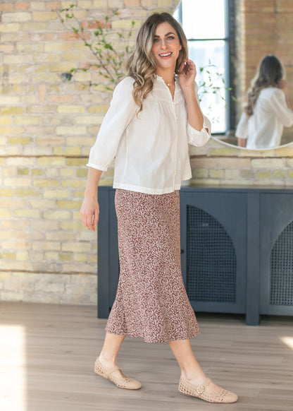 Brown June Floral Print Maxi Skirt FF Skirts