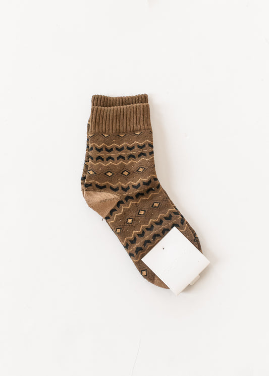 Brown Nordic Fair Isle Socks Accessory