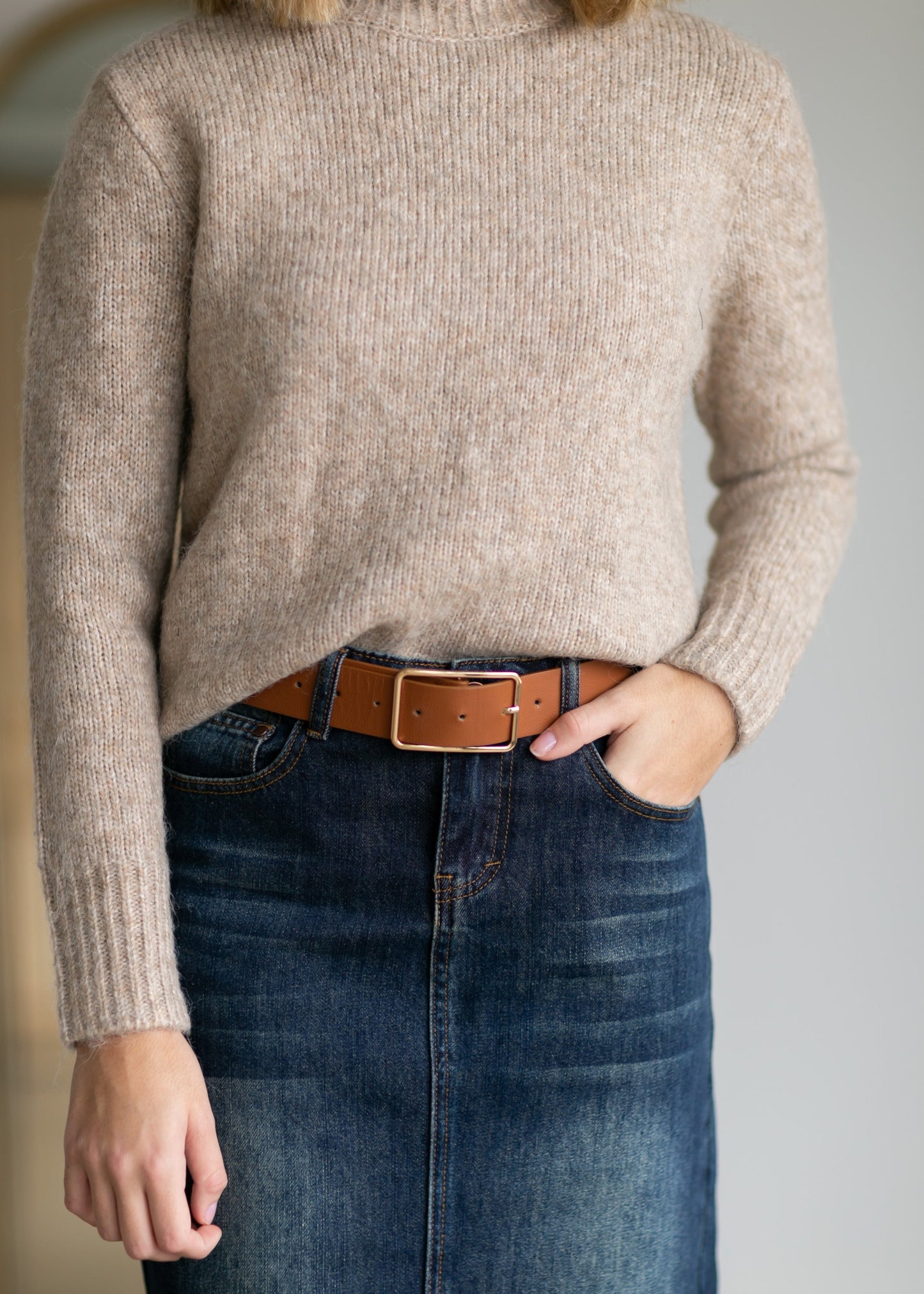 Brown Square Buckle Belt Accessories