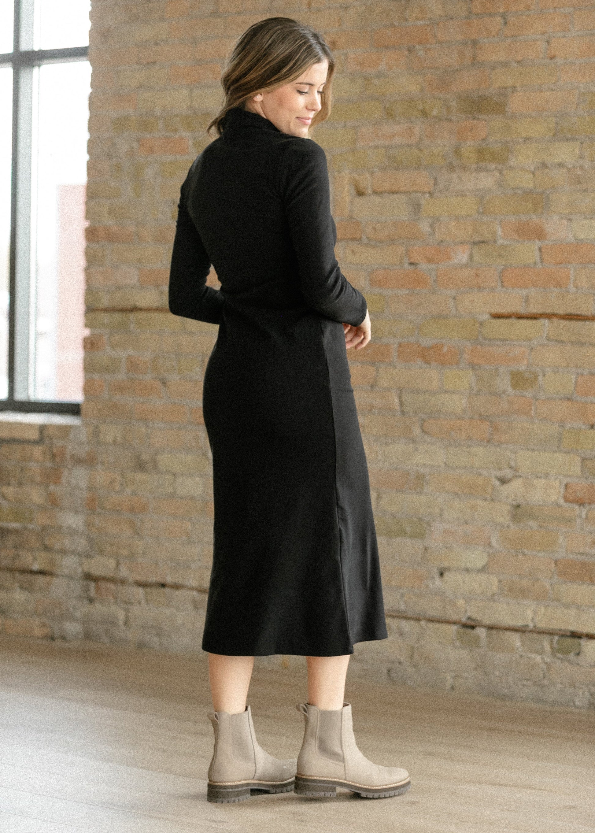 Brushed Rib Turtle Neck Maxi Dress FF Dresses